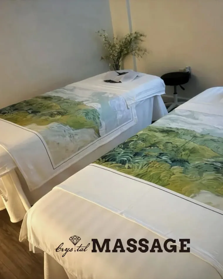 The couples room at Crystal Massage in Wichita, Kansas, with two massage tables set side by side